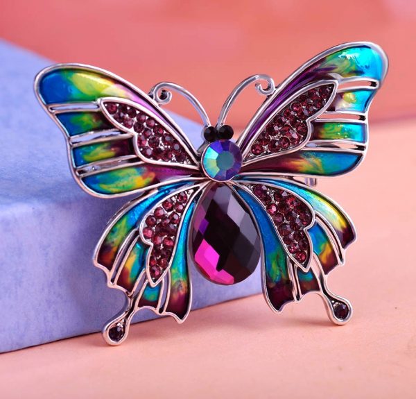 Moderná brošňa v tvare motýľa s rakúskymi kryštáľmi