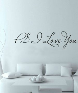 Kvalitná nálepka na stenu z PVC - PS. I LOVE YOU - 58 x 15 cm