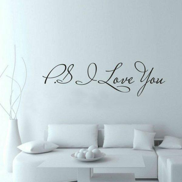 Kvalitná nálepka na stenu z PVC - PS. I LOVE YOU - 58 x 15 cm