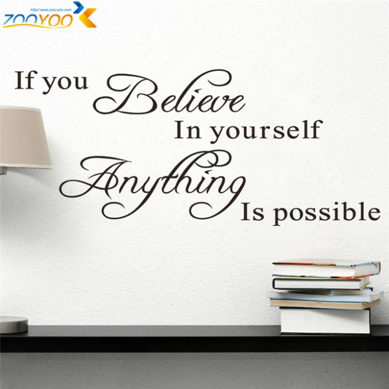 Kvalitná nálepka na stenu z PVC - BELIEVE - formát 30x71 cm