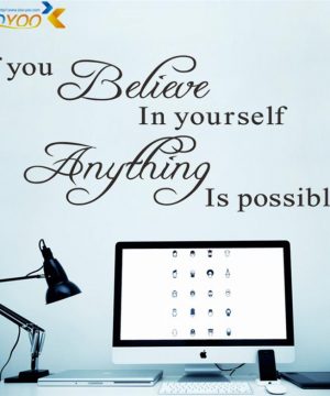 Kvalitná nálepka na stenu z PVC - BELIEVE - formát 30x71 cm