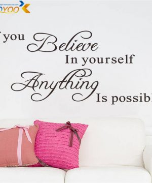 Kvalitná nálepka na stenu z PVC - BELIEVE - formát 30x71 cm