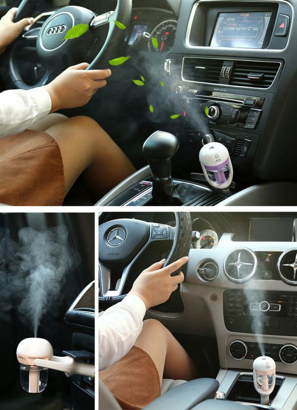 Mini zvlhčovač vzduchu a aromatherapy voňavka do auta