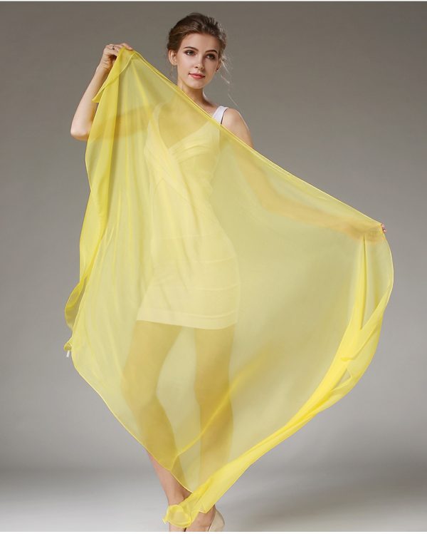 Luxusný veľký hodvábny šál v žltej farbe