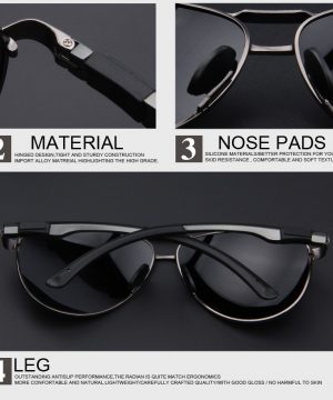 Polarizované štýlové slnečné okuliare - pilotky s čiernym sklom