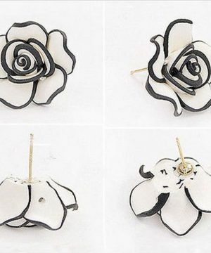 Luxusné náušnice v tvare čierno-bielej ruže