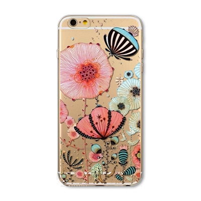 Kvalitný transparentný silikónový obal na iPhone 6/6S - flowers