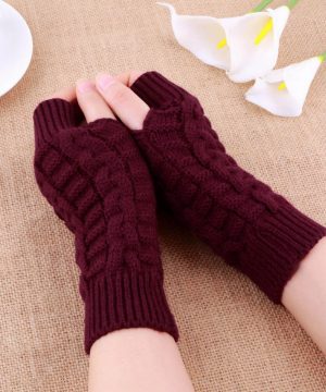Pletené dámske rukavice z bavlny bez prstov