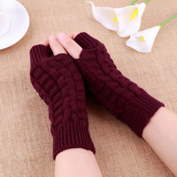 Pletené dámske rukavice z bavlny bez prstov