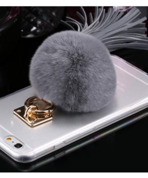 Luxusný tvrdý obal na iPhone s huňatým príveskom