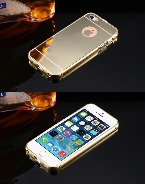 Luxusný zlatý zrkadlový obal na iPhone 5 + 5S, 6 + 6S, 6 Plus