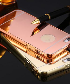 Luxusný zlatý zrkadlový obal na iPhone 5 + 5S, 6 + 6S, 6 Plus