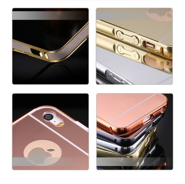 Luxusný zlatý zrkadlový obal na iPhone 5 + 5S, 6 + 6S, 6 Plus