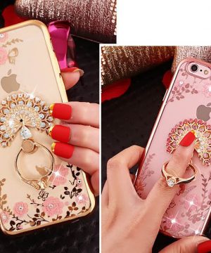 Silikónový obal so šperkom na iPhone 6plus / 6Splus - páv s prsteňom