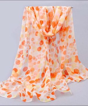 Elegantný šál s bodkami v pomarančovej farbe