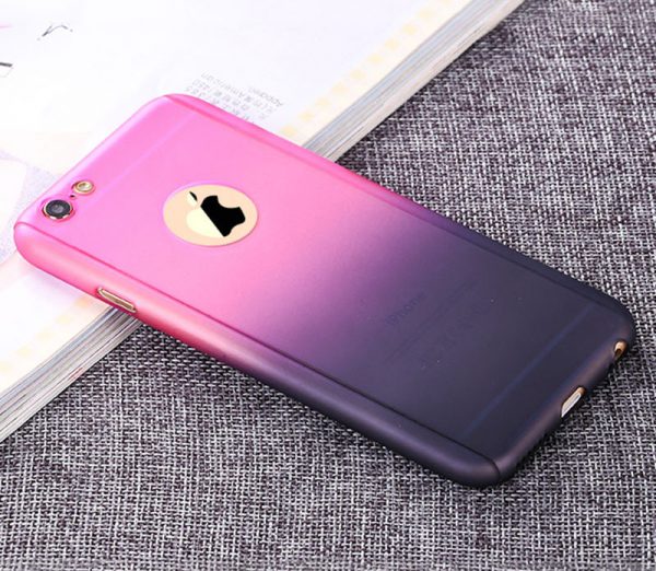 Obal z tvrdeného plastu so sklom na iPhone 6 / 6S v dúhových farbách
