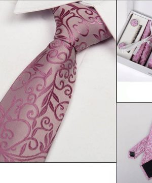 Luxusný kravatový set D- kravata + vreckovka + manžety + spona