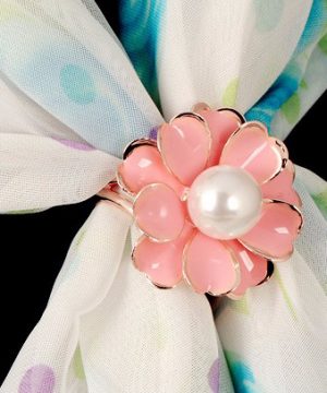 Prsteň na šatku – Biela perla - ružový