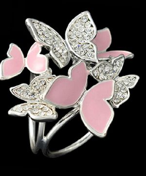 Luxusná brošňa so strieborno - ružovými motýľmi s kryštálmi