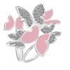 Luxusná brošňa so strieborno - ružovými motýľmi s kryštálmi