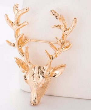 Luxusná brošňa v tvare zlatej hlavy jeleňa
