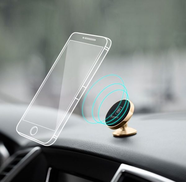 360 stupňový štýlový magnetický stojan do auta BASEUS, zlatá farba - Image 3