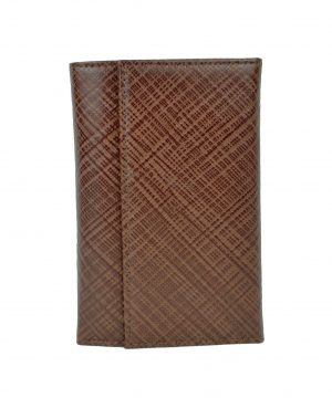 Luxusná kožená peňaženka s mriežkovaným dekorom č.8559-1 v hnedej farbe