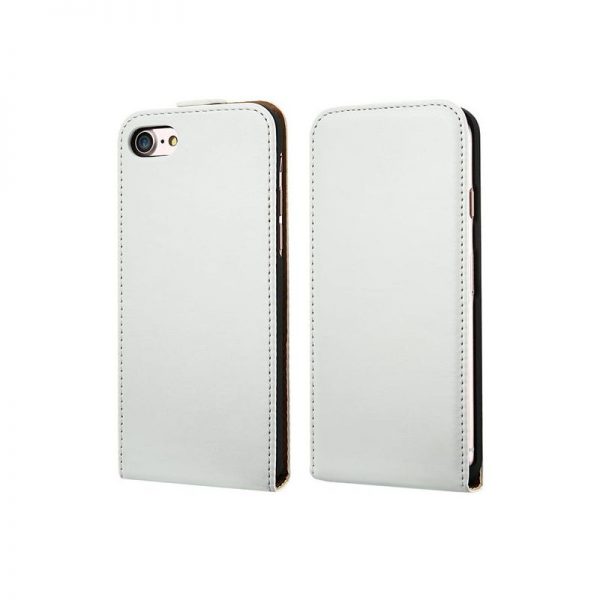 Luxusné púzdro zo syntetickej kože pre iPhone 7 Plus v bielej farbe
