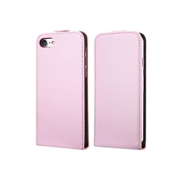 Luxusné púzdro zo syntetickej kože pre iPhone 7 Plus v ružovej farbe