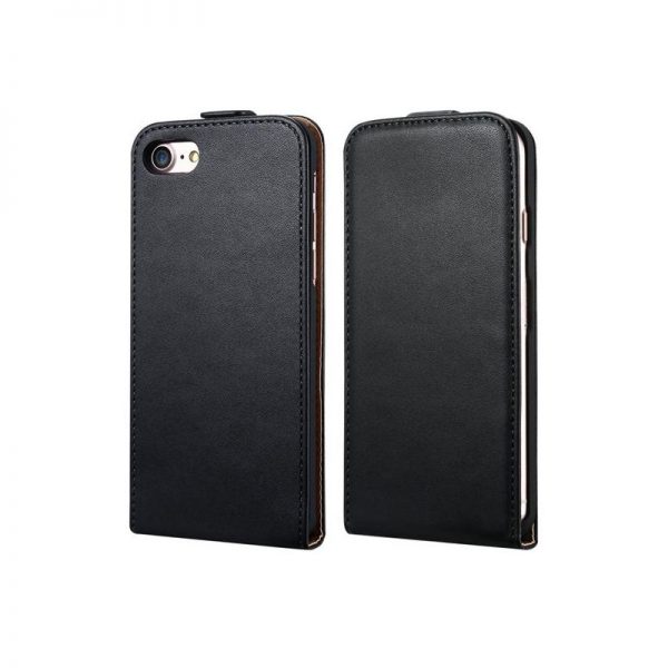 Luxusné púzdro zo syntetickej kože pre iPhone 7 Plus v čiernej farbe