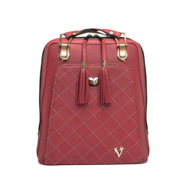 Luxusný kožený ruksak z pravej hovädzej kože č.8668 v bordovej farbe