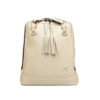 Luxusný kožený ruksak z pravej hovädzej kože so strapcami č.8661 v krémovej farbe