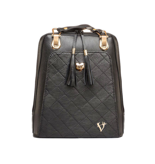 Luxusný kožený ruksak z pravej hovädzej kože č.8668 v čiernej farbe