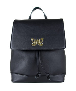 Luxusný moderný ruksak z hovädzej kože 8709 v čiernej farbe