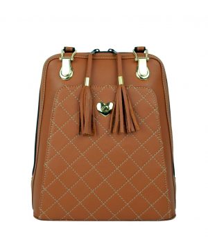 Luxusný kožený ruksak z pravej hovädzej kože č.8668 v horčicovej farbe (2)