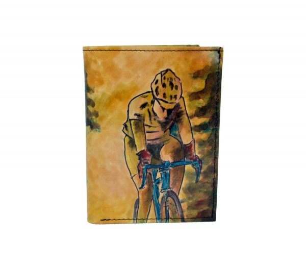 Ručne maľovaná peňaženka 8560 s motívom Cyklistu