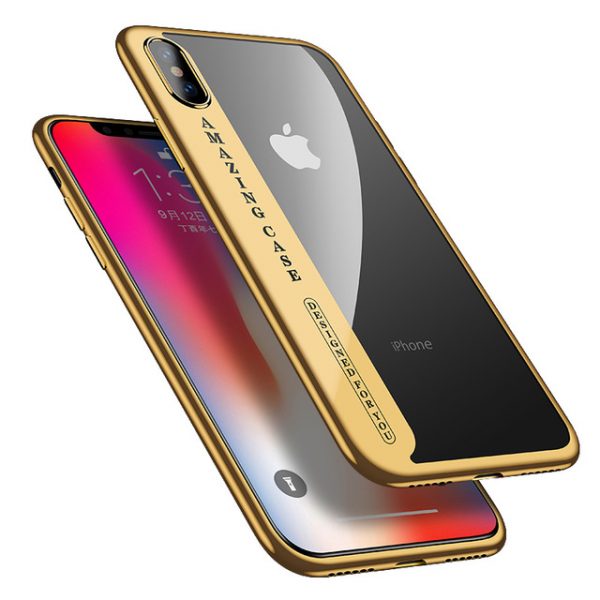 Silikónový transparentný kryt pre iPhone X so zlatými okrajmi