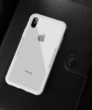 Sklenený štýlový obal pre iPhone X v bielej farbe