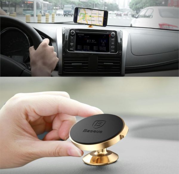 360 stupňový štýlový magnetický stojan do auta BASEUS, zlatá farba - Image 2