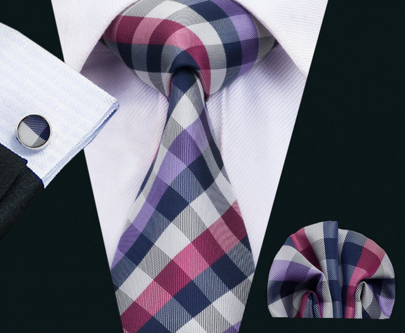 Elegantná kravatová sada - kravata + manžety + vreckovka, vzor 3.