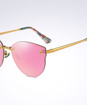 Elegantné moderné dámske slnečné okuliare v ružovo-zlatej farbe