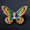 Luxusná smaltová brošňa v tvare farebného motýľa s kryštálikmi