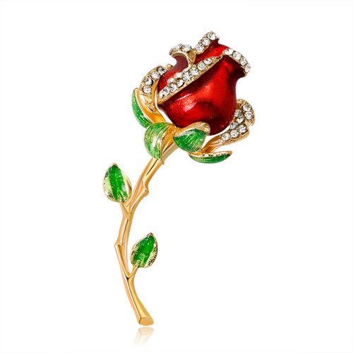 Luxusná smaltová brošňa v tvare ruže v dvoch rôznych farbách