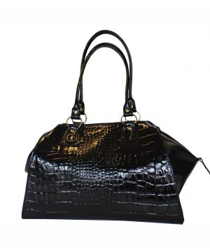 Luxusná kožená lakovaná kabelka č.8616 v čiernej farbe