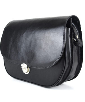 Luxusná rustikálna kožená kabelka, čierna farba