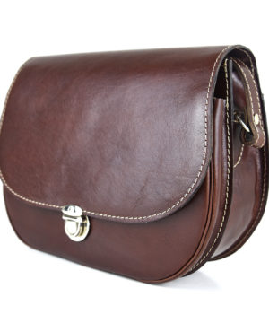 Luxusná rustikálna kožená kabelka, hnedá farba