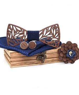 Motýlikový set v rôznych farbách - drevený motýlik + manžety + vreckovka + brošňa