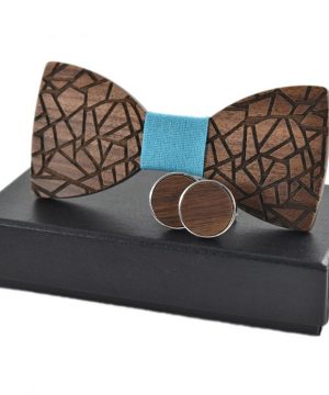 Viac-farebný set - drevený motýlik + manžetové gombíky