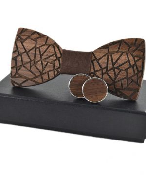 Viac-farebný set - drevený motýlik + manžetové gombíky