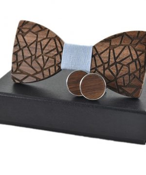 Viac-farebný set - drevený motýlik + manžetové gombíky